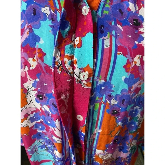 Soft Surroundings Shirt Dress Womens PM Colorful Floral Button Up Tunic Beach - Picture 2 of 9